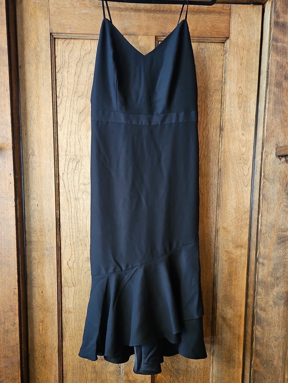 Banana Republic Black Midi Slip Dress with Flounced Hem in size 4(tall)